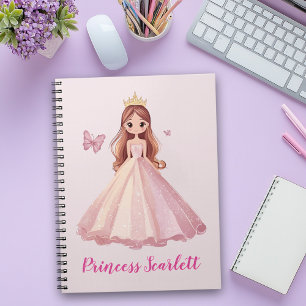 Girls Cute Pink Princess Personalised Notebook