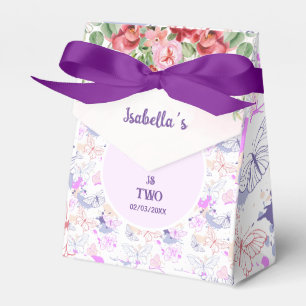 Girls Cute Pink Purple Butterfly Kids Birthday Favor Box