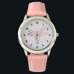 Girls Cute Pink T-Rex Dinosaur Kids with Name Kids Watch<br><div class="desc">This cute pink design is a part of a collection featuring dinosaurs for kids apparel and accessories. The watch features a hand drawn pink T-Rex dinosaur cartoon and can be personalized with your girl's name. Perfect for your dinosaur loving girl's first watch. Check out our store for other cute items....</div>