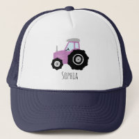 Girls Cute Purple Farm Tractor and Name Kids