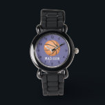 Girls Cute Purple Sports Basketball Kids Watch<br><div class="desc">This cute and modern kids watch features a basketball,  with a purple background. The sporty watch can be personalized with your girls name,  and clear numbers,  the perfect fun gift for any sports lover.</div>