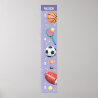 Girls Cute Purple Sports Growth Chart