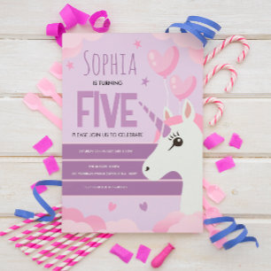 Girls Cute Purple Unicorn Kids Birthday Holiday Postcard