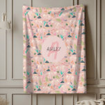 Girls Cute Science Dinosaur Fossil Monogram Kids Fleece Blanket<br><div class="desc">This cute personalized kids fleece blanket design features a pink dinosaur fossil pattern, with Jurassic plants, Dino skeleton bones, and other archaeology illustrations. There is also space for you to add your girls name and monogram in whimsical typography. The perfect dinosaur themed gift for any history, science or dinosaur enthusiast....</div>