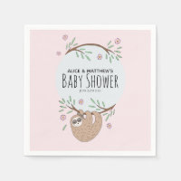 Girls Cute Sleeping Sloth Kids Baby Shower