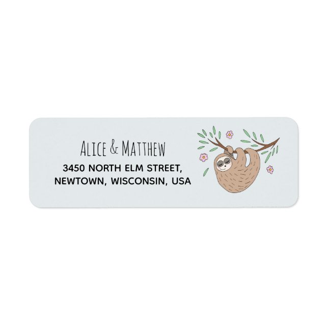 Girls Cute Sleeping Sloth Modern Baby Shower (Front)