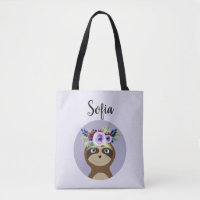 Girls Cute Sloth Watercolor Flowers & Name