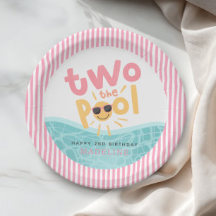 Girls Cute Summer Two the Pool 2nd Birthday Paper Plate