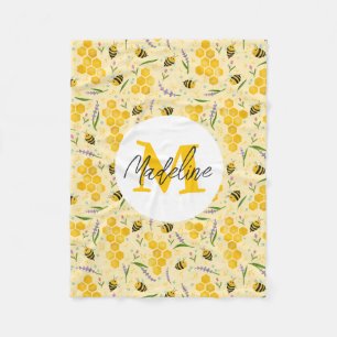 Girls Cute Sweet Summer Floral Bee Kids Fleece Blanket