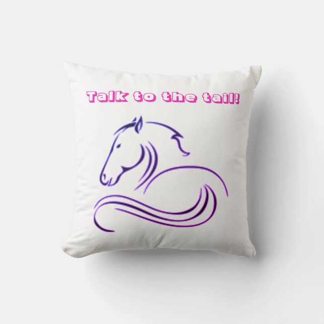 Girls Cute Talk to the Tail Horse  Throw Pillow (Front)