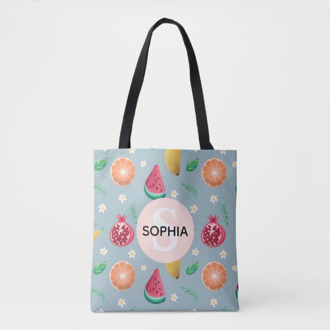 Girls Cute Tropical Summer Fruit Pattern Kids Tote Bag (Front)