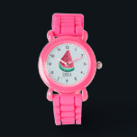 Girls Cute Tropical Watermelon Fruit Kids Watch<br><div class="desc">This cute and modern kids watch features a tropical watermelon illustration and can be personalized with your girls name. With clear,  easily readable numbers,  this 'first' watch is great for a child or toddler just starting out on learning the time. The perfect summer fruit design for your little one!</div>