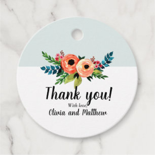 Girls Cute Watercolor Flowers and Baby Shower Favour Tags