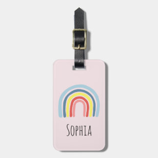 Girls Cute Whimsical Rainbow Cartoon and Name Kids Luggage Tag