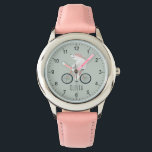 Girls Cute Whimsical Winter Polar Bear Bike Watch<br><div class="desc">This unique and cute kids watch design features a cute polar bear on a bike cartoon, as well as space for you to add your girl's name. With a neutral green background and whimsical winter motif, this lovely watch is a wonderful Christmas gift for a polar bear-loving kid!</div>