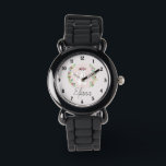Girls Cute White Cat with Flowers & Name Kids Watch<br><div class="desc">This beautiful and chic kids watch design features a cute white cat cartoon and watercolor flower wreath,  with a customizable background colour and a place for your to add your girl's name in an elegant font.</div>