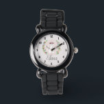 Girls Cute White Cat with Flowers & Name Kids Watch<br><div class="desc">This beautiful and chic kids watch design features a cute white cat cartoon and watercolor flower wreath,  with a customizable background colour and a place for your to add your girl's name in an elegant font.</div>
