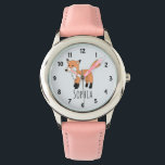 Girls Cute Woodland Fox Cartoon and Name Kids Watch<br><div class="desc">This gorgeous neutral kids' watch features an adorable, hand drawn woodland fox cartoon. This lovely hipster design also features a place for you to add your girl's name. With clear, easily readable numbers, this 'first' watch is great for those just starting out on learning the time. The perfect wildlife themed...</div>