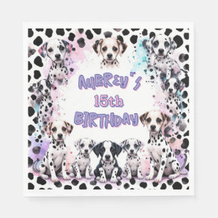 Girl's Dalmatian Puppy Pastel Purple Birthday Napkin