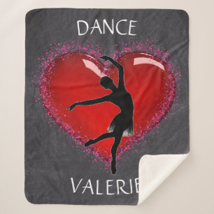 Girls Dance Chalkboard Heart w/ Personalized Name  Sherpa Blanket