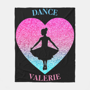 Girls Dance Fleece Blanket w/ Her Name