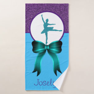 Girls Dance Glitter and Bow Bath Towel