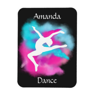 Girls Dance Leap Pink Blue Colour Bomb with Name   Magnet