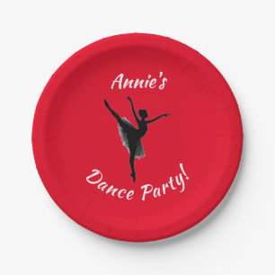 Girls Dance Party Red Paper Plates