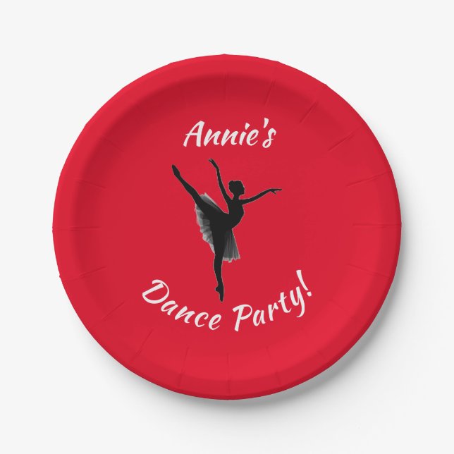 Girls Dance Party Red Paper Plates (Front)