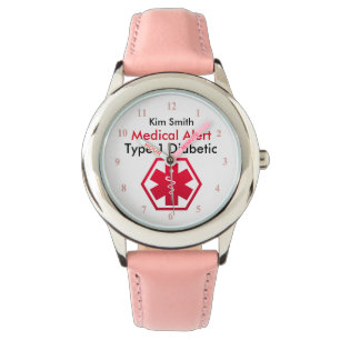 Girls Diabetes Medical Alert Type 1 or 2 Watch