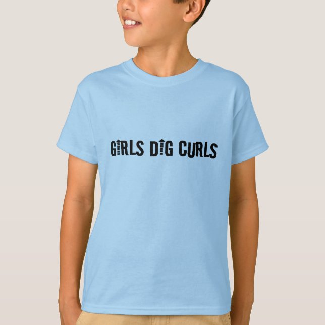 Girls Dig Curls Funny Curly-Haired Man or Boy's T-Shirt (Front)