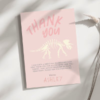 Girls Dinosaur Fossil Birthday Pink Thank You