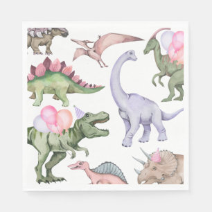 Girl's Dinosaur Party Napkins