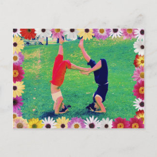 Girls Do Yoga Headstand Postcard