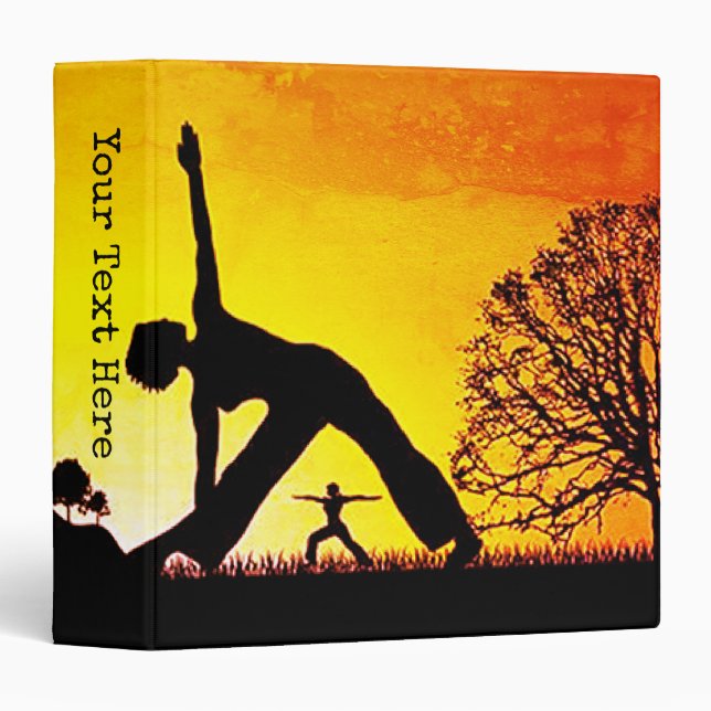 Girls Doing Yoga At Sunset Silhouette Personalized Binder (Front/Spine)