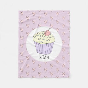 Girl's Doodle Cupcake Muffin Name Children's Fleece Blanket