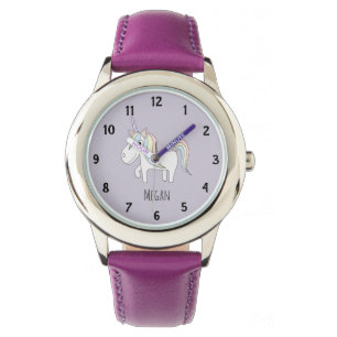 Girl's Doodle Magical Pastel Unicorn and Name Watch