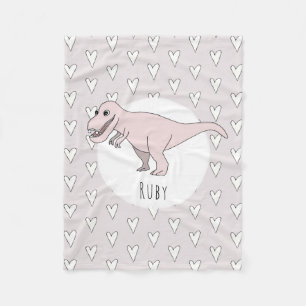 Girl's Doodle Pink Dinosaur Kids Name Children's Fleece Blanket