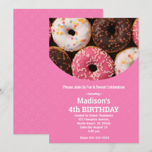 Girls Doughnut Birthday Party Any Age Invitation
