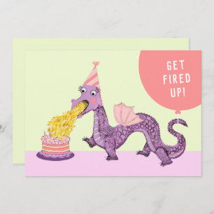 Girl's Dragon Birthday Party Invitations