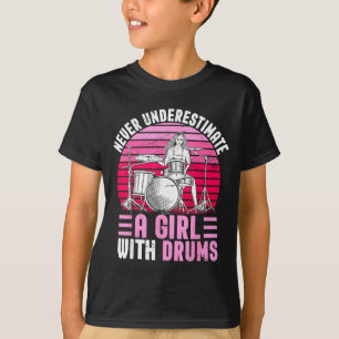 Girls Drummer Drum Set Drumming Funny T-Shirt
