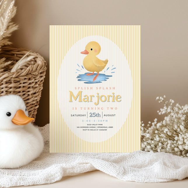 Girls Duckling Puddle Summer Birthday Invitation (Creator Uploaded)