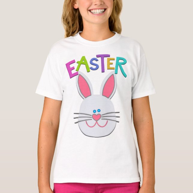 Girls Easter Bunny Ruffled T-Shirt (Front)