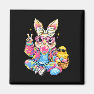 Girls Easter Cute Bunny Coquette Pink Easter Kids  Magnet
