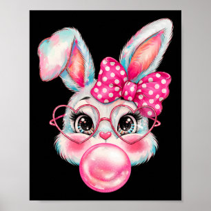 Girls Easter Cute Bunny Face Coquette Easter Kids Poster