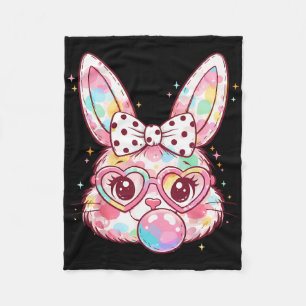 Girls Easter Cute Bunny Face Pink Easter Kids Girl Fleece Blanket