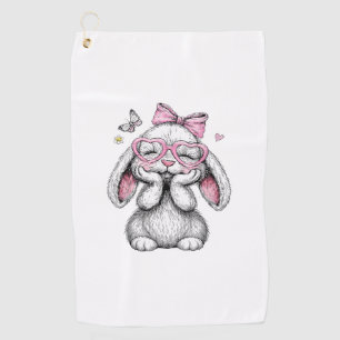 Girls Easter Cute Bunny Face Pink Easter Kids Todd Golf Towel
