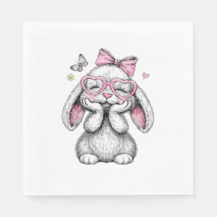 Girls Easter Cute Bunny Face Pink Easter Kids Todd Napkin