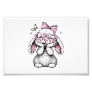 Girls Easter Cute Bunny Face Pink Easter Kids Todd Photo Print