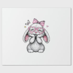 Girls Easter Cute Bunny Face Pink Easter Kids Todd Wrapping Paper